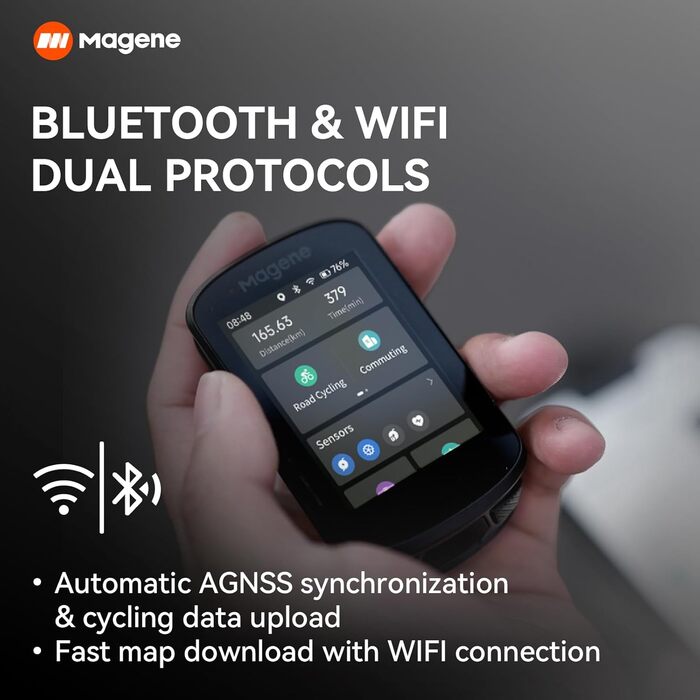 Велокомп'ютер Magene C506 з GPS, кольоровим сенсорним екраном, навігацією, водонепроникний, бездротовий, WiFi та Bluetooth, для велотренувань