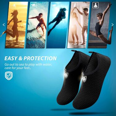 Водні черевики SIMARI для жінок та чоловіків, швидковисихаючі, моделі для плавання та відпочинку на пляжі, спортивні аквашузи SWS001, чорний, розмір 42/43 EU
