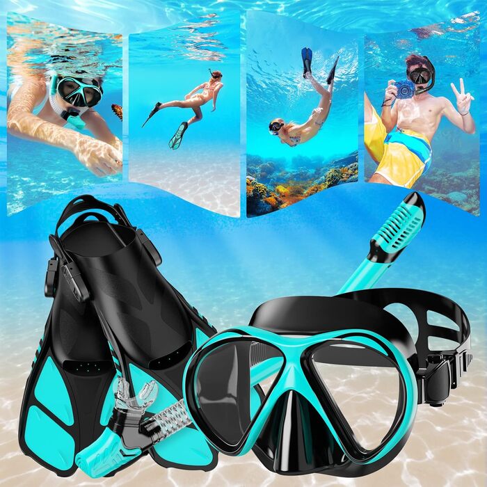 Набір для снорклінгу та дайвінгу Smyidel: маска, трубка та ласти (S/M, Aqua Green)