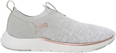 Жіночі кросівки Puma Softride Remi Slip-on Knit — вузкові бігові кеди для вулиці, сірі з білим та рожевим золотом, розмір 39 EU