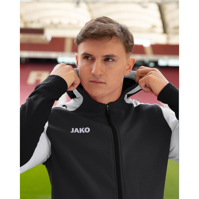 Чоловіча спортивна куртка з капюшоном JAKO Dynamic, розмір 4XL, чорна/біла/антрацит