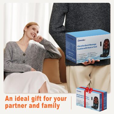 Масажне сидіння для спини з функцією охолодження/підігріву та вібрацією, чорний колір. Зняття м'язової втоми та стресу.