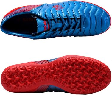 Дитячі футбольні бутси для хлопчиків та дівчаток FG/AG/TF, професійні, для тренувань та гри на траві, Outdoor, блакитний/червоний, 32 EU