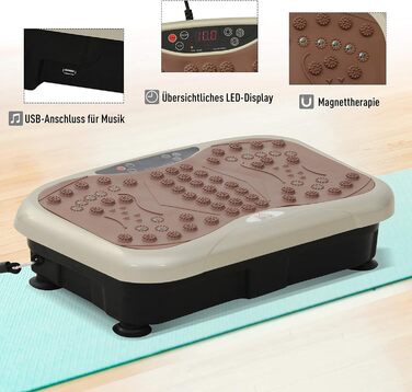 Платформа вібраційна HOMCOM з LED-дисплеєм, USB-динаміком та тренувальні стрічки - для фітнесу та тренувань