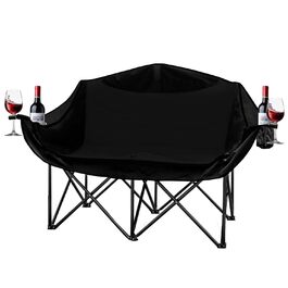 Двомісний розкладний крісло-диван для кемпінгу з підстаканниками (чорний)