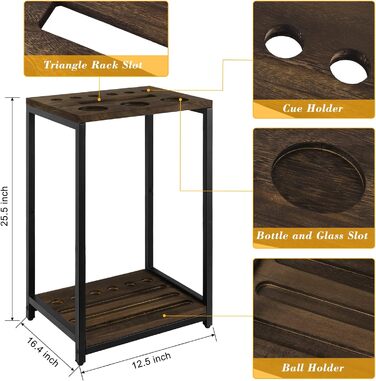 Стенд для більярдних київ Smusei: тримає 6 київ, дерев'яний, для більярдного столу, аксесуар для клубу/ігрової кімнати, темно-коричневий