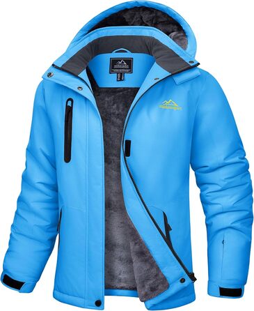 TACVASEN жіноча зимова куртка, водонепроникна, для активного відпочинку та катання на сноуборді, з флісовою підкладкою та знімним капюшоном, колір: блакитний, розмір XL
