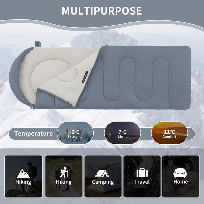 Спальний мішок Naturehike 3-сезонний, ультралегкий, водонепроникний, з'єднувальний, для дорослих, 220 x 85 см, блакитний