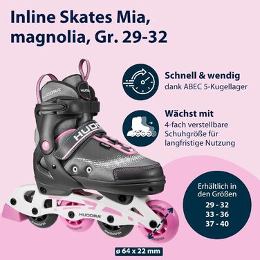 Інлайнери Hudora Mia/Leon - роликові ковзани для дітей та дорослих, розміри 29-32, регульовані, стильні