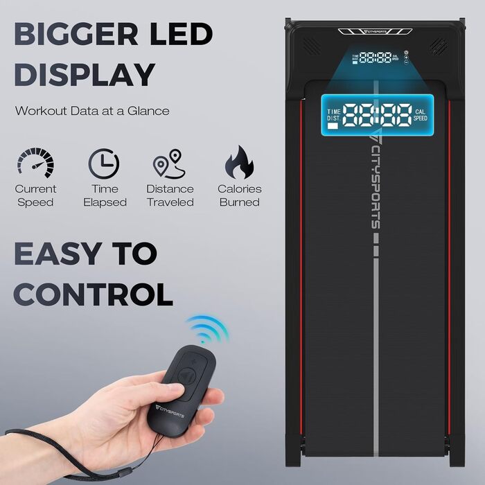 Бігова доріжка CITYSPORTS для дому, електрична, з Bluetooth, LED-дисплеєм, швидкість 1-6 км/год, до 110 кг