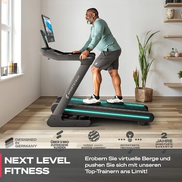 Біговий тренажер Sportstech sTread Pro/Lite: складний, до 20 км/год, нахил 15-17%, 150 кг, LED, сумісність з APP, тихий 7PS двигун, велика площа для бігу, німецька якісна марка