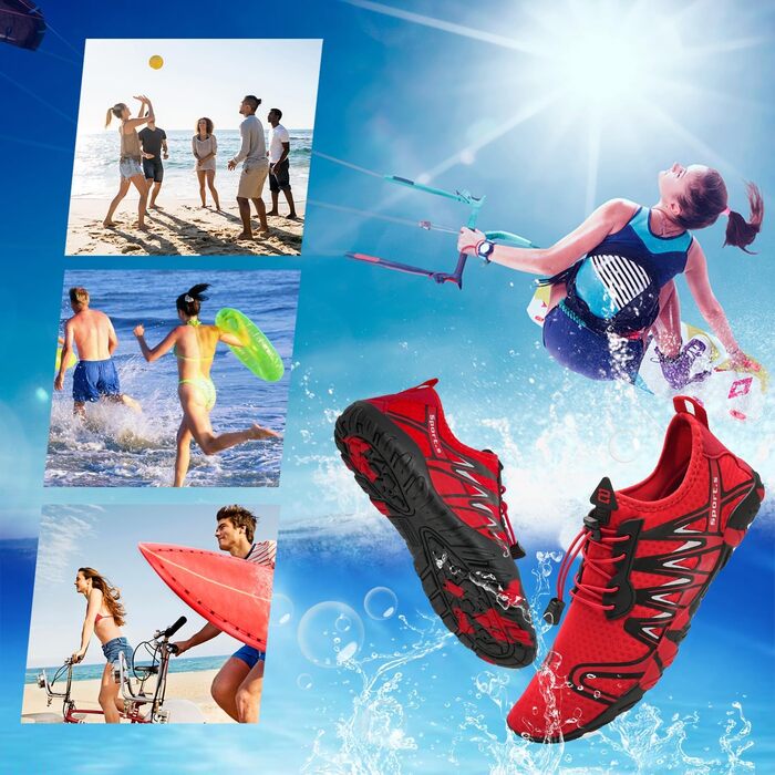 Водні шкарпетки для плавання та дайвінгу WateLves S901: дихаючі, антиковзкі, унісекс (42 EU, червоно-чорні)