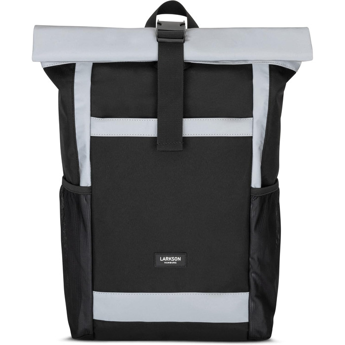 Жіночий рюкзак LARKSON Rolltop No 2, великий, чорний, з відбивачем, для школи, університету, велосипеда, відділення для ноутбука 16'', водостійкий, антикрадіжний, екологічний