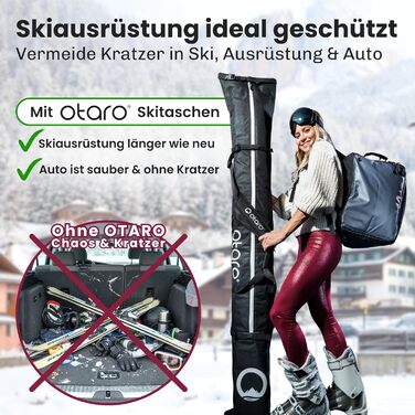 Чохол для лиж Otaro Skitasche: набір для 1 або 2 пар лиж, регульований, водонепроникний, чорний