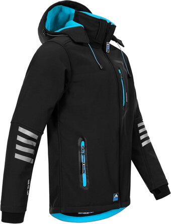 Чоловіча куртка Softshell AS301: водонепроникна outdoor-куртка з флісовою підкладкою, дихаюча, чорно-синя (5XL)