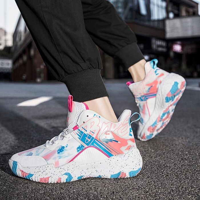 Кросівки для баскетболу та прогулянок, унісекс, легкі, з антиковзаючою підошвою (білий, рожевий, 41 EU, вузька колодка)