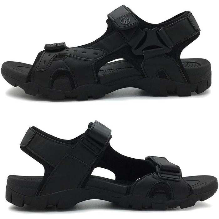 Чоловічі сандалі HEVA з натуральної шкіри для активного відпочинку, туризму та трекінгу, чорні, 41 EU