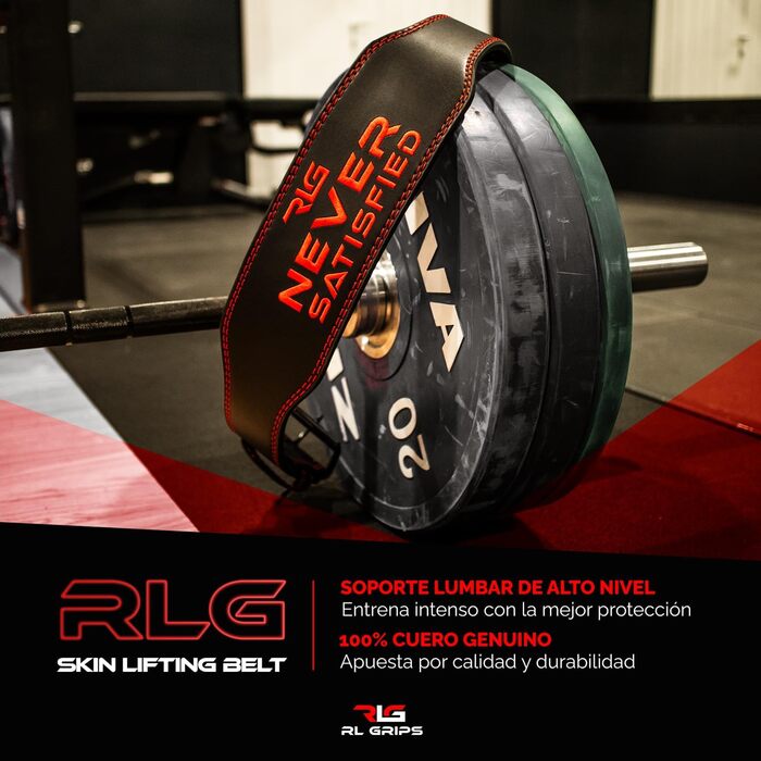 RL Grips® Шкіряний пояс для фітнесу та важкої атлетики — ортопедичний тренувальний пояс для спини, для пауерліфтингу, бодібілдингу, кросфіту, з м'якою підтримкою попереку