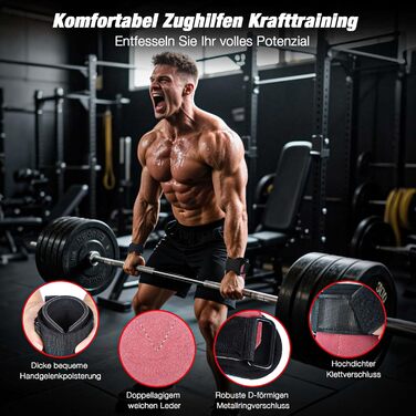 Лідерські ремені для важкої атлетики Zughilfen: для бодібілдингу, силових тренувань та фітнесу. Міцні, неслизькі, професійні. Рожевий, розмір M