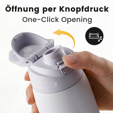Спортивна пляшка для води Fjbottle з нержавіючої сталі 1000 мл, фіолетова, з кнопкою відкриття та силіконовим дном