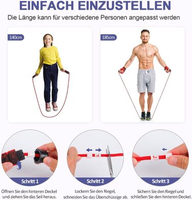 Скакалка Springseil: регульована, довговічна, з підшипниками 360°, без скручування, з ручками з Memory Foam, антиковзка, з сумкою для перенесення