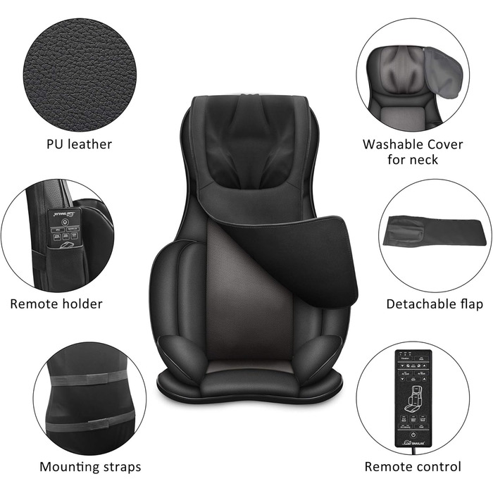 Масажне крісло Snailax Shiatsu з підігрівом, масажер для спини, шиї та плечей, електричний, для дому, подарунок