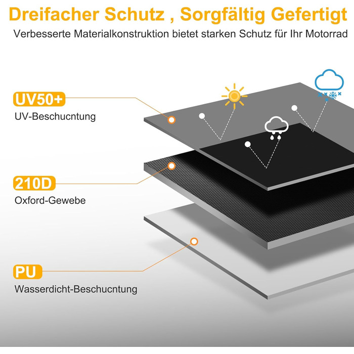 Захисний чохол для мотоцикла Toptrek Outdoor XXXL, водонепроникний, зимовий, з отвором для замка (265x105x125 см)