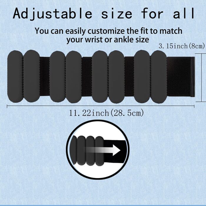 Регульовані вантажні манжети для зап'ястя та щиколоток, комплект для тренувань, ходьби, бігу, йоги, аеробіки, пілатесу, вантажне ремінь, фітнес-браслет, чорний