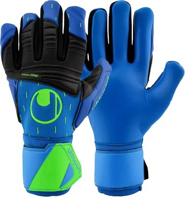 Воротарські рукавички Uhlsport Aquasoft HN для дорослих, водостійкі, з фіксацією зап'ястя, для футболу, сині/чорні/салатові