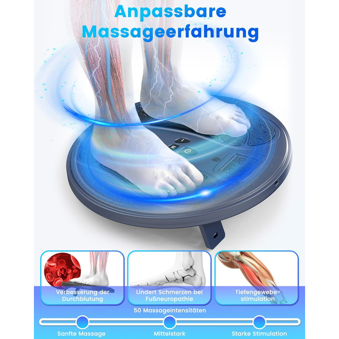 Електричний масажер для ніг та стегон Dancespot Medic - покращує кровообіг, знімає біль, EMS, перезаряджається, блакитний