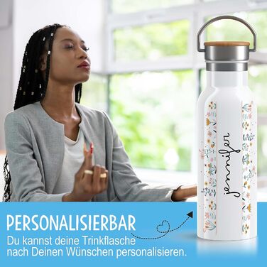 Іменна термос-бутилка OWLBOOK 600 мл для жінок, сталева, герметична, BPA-free, багаторазова, для води, спорту, офісу та активного відпочинку