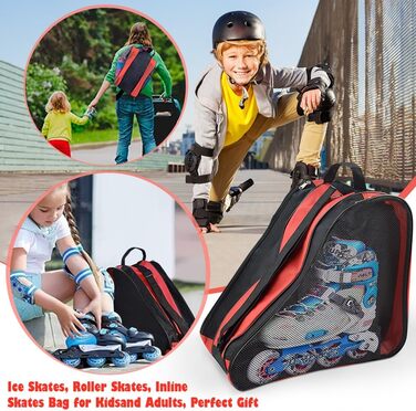 Сумка для ковзанів Tasche - для хокею, фігурного катання, лиж, червона, з регульованим ременем