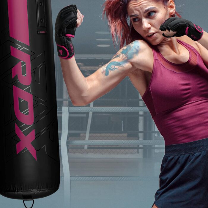 RDX Profi рукавички для MMA та боксу, синтетична шкіра, для тренувань, спарингів, кікбоксингу, муай-тай, чорні, рожеві, чоловічі, розмір M