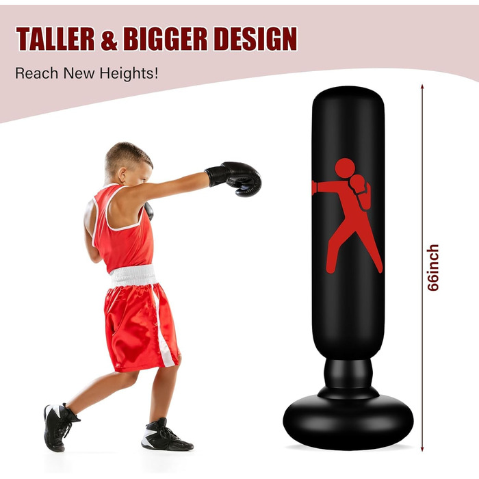 Надувний боксерський мішок Yuehuamech, самостійна підставка, для кікбоксингу, карате, тхеквондо, ММА, бодібілдингу