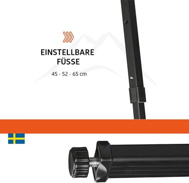 Зручний складаний садовий/кемпінговий столик Campout з бамбуковою полицею (65x50x65 см), 3 положення висоти, з сумкою