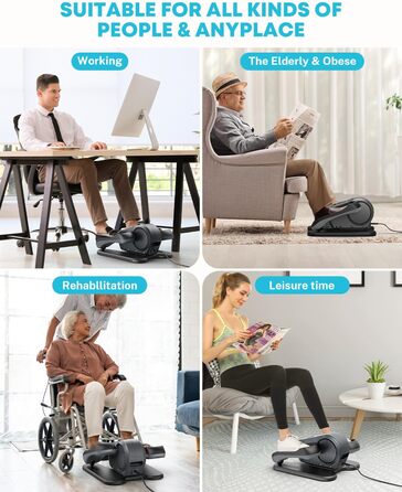 Еліптичний тренажер Gonex під стіл для літніх людей, електричний, з пульт дистанційного керування, 16 рівнів швидкості, ручний та автоматичний режими, сірий