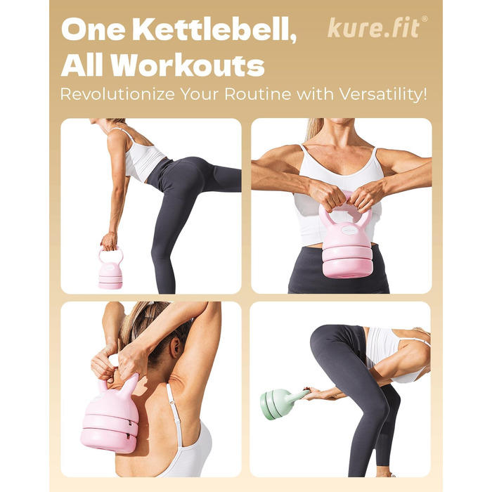 Регульована гиря kure.fit 5-12 фунтів з тканинним фітнес-резинкою для дому, силових тренувань та схуднення, для початківців і жінок
