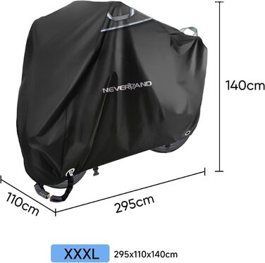 Захисний чохол для мотоцикла NEVERLAND 300D, водонепроникний, зимовий, 220x95x110 см (Чорний, XXXL)