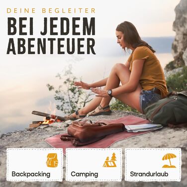 Рушники з мікрофібри для туризму Backpacker's Journey: комплекти S, M, L, XL. Легкі, швидковисихаючі, поглинаючі та антибактеріальні. SET: XL&L (з 2 кишенями) та SET: XL&L&M (з 3 кишенями). Кольори: бірюзовий, лососевий.