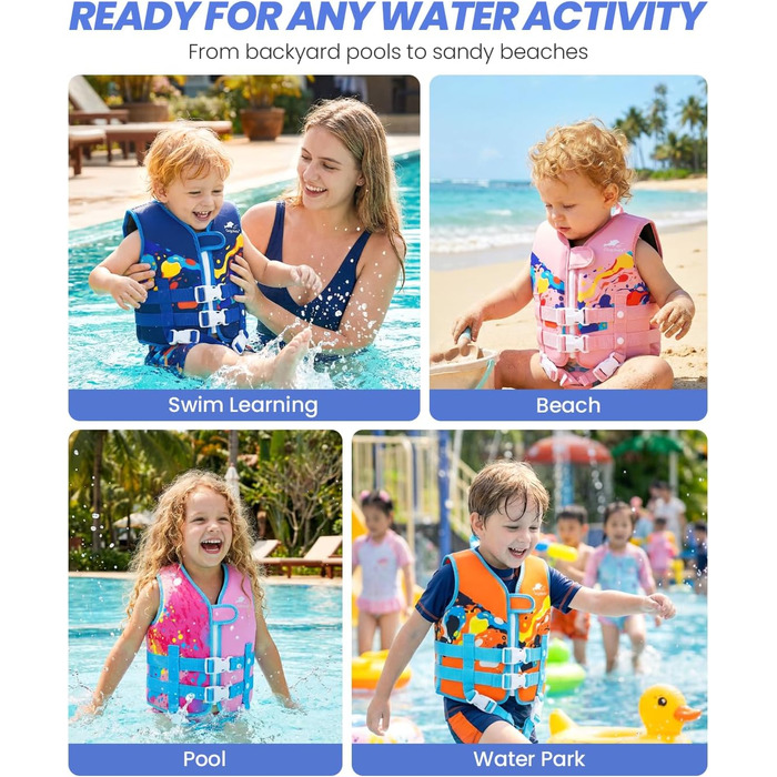 Дитячий жилет для плавання Gogokids для малюків 1-5 років (15-30 кг), блакитний