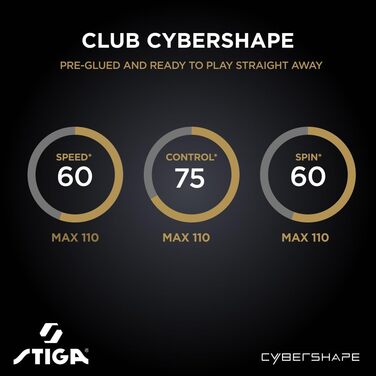 Стіга Клуб Сайбершейп - пінг-понгова ракетка для початківців, 5-шарове дерево, накладка Star Club, велика зона удару, найкраще технічне навчання з самого початку