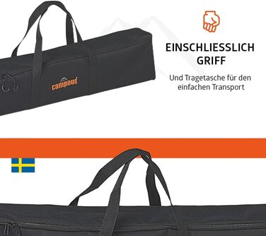 Зручний складаний садовий/кемпінговий столик Campout з бамбуковою полицею (65x50x65 см), 3 положення висоти, з сумкою