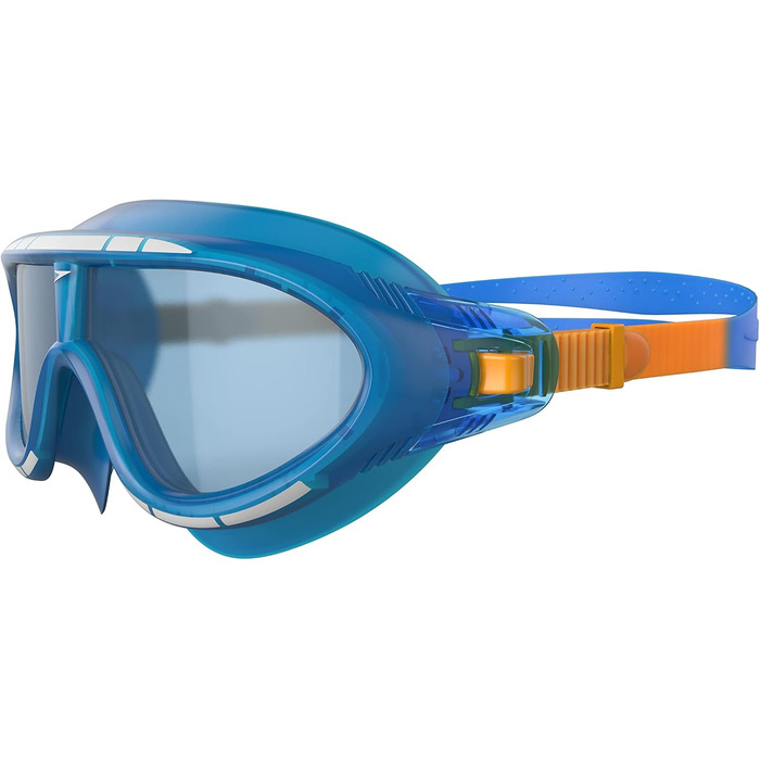 Дитяча маска для плавання Speedo Biofuse Rift, антифог, захист від протікання, синьо-оранжева, універсальний розмір