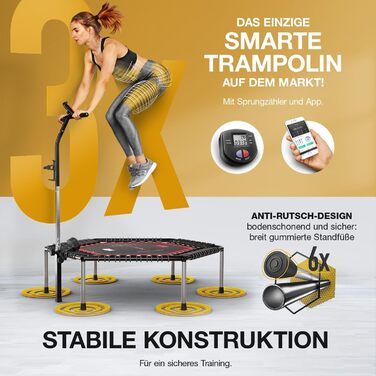 Трамплін Sportstech HTX100, складний | Німецька якість | Фітнес-трамплін з ручкою | Для дітей та дорослих | ТУВ/GS, лічильник стрибків, APP HTX100 -05