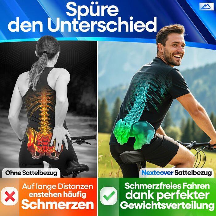 Накидка на сидіння велосипедного крісла Nextcover® CoverPro з Memory Foam 4.0 - ергономічна гелева накладка на велосипедне сидіння, м'яка накидка, підходить для дамських та чоловічих велосипедів Trekking