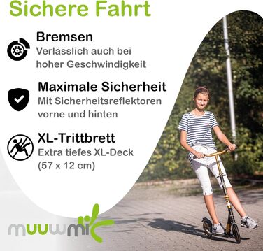 Самокат трюковий muuwmi Aluminium Scooter Deluxe 205мм ABEC 7 сіро-блакитний - для дітей та дорослих, регульована висота, сертифікат GS