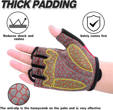 Велосипедні рукавички чоловічі Daen Soer - рукавички напівпальці для гірського велосипеда, шосе, даунхілу, повсякденного використання (червоні, M)