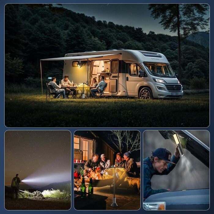 Налобний ліхтар для кемпінгу з телескопічним штативом, IPX4, багатофункціональний, з підсвічуванням, для намету, з гачком, аксесуари для кемпінгу