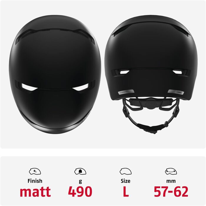 Шолом велосипедний ABUS Stadthelm Scraper 3.0, міцний корпус, чорний (velvet black), L (57-61 см)