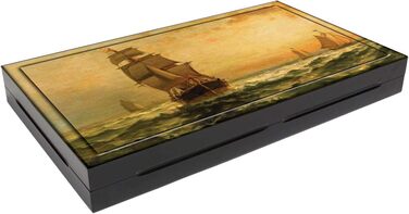 Дерев'яна настільна гра нарди PrimoLiving Deluxe XXL 57x48,8 см, складаний кейс, стиль Sailor